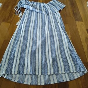 Blue and White Hawaiian Tropic Sundress Medium Ladies Beach Womens